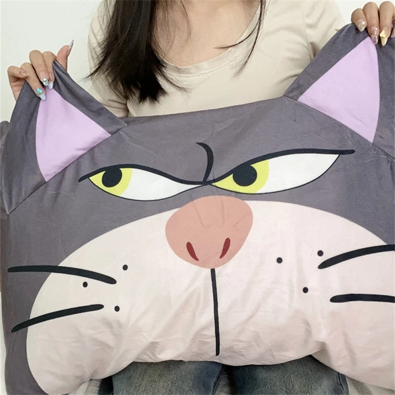 Disney Lucifer Cat federa Lovely Lucifer Cat peluche fodera per cuscino Cute Anime Grey Cat federa letto decorazioni per la casa regali ragazza