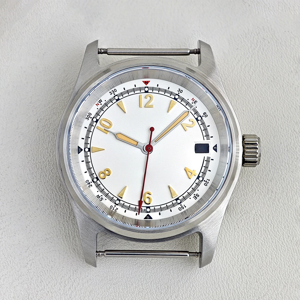 SUPER 36mm NH35 Pilot Watch Case Fit for NH35 NH36 Movement 28.5mm Dial Customizable logo Sapphire Glass Silvery Steel Case set5