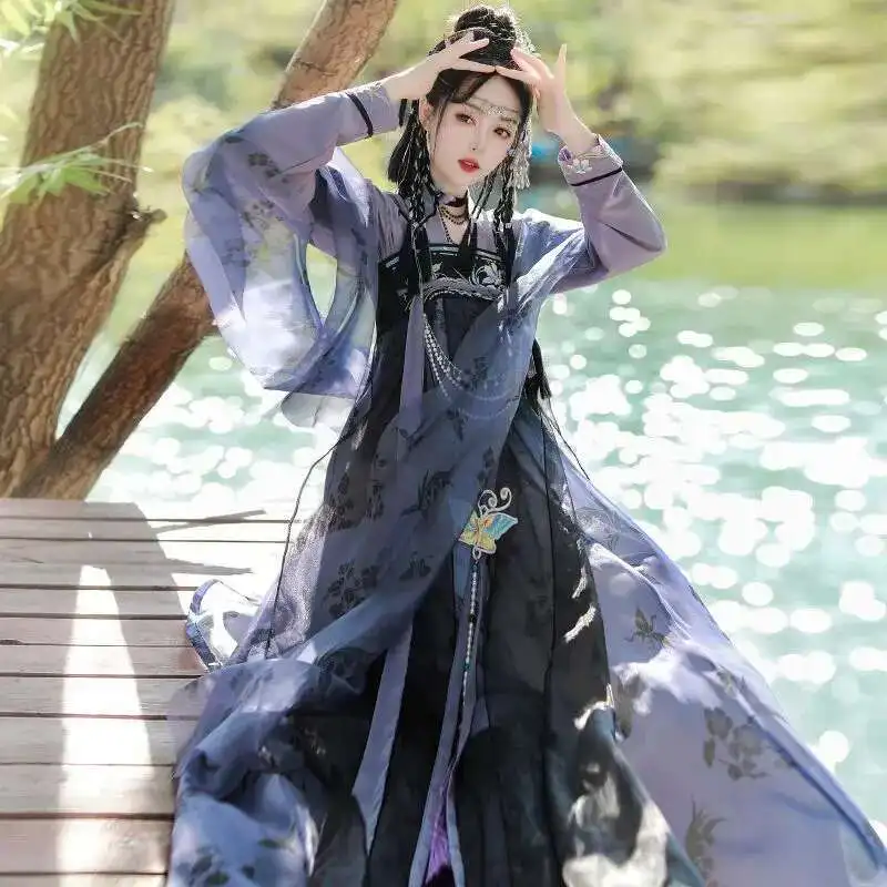 

Elegant Vintage Stage Costume Dance Hanfu Set for Women Traditional Tang Dynasty Embroidery Ancient Chinese Style Lady Dress
