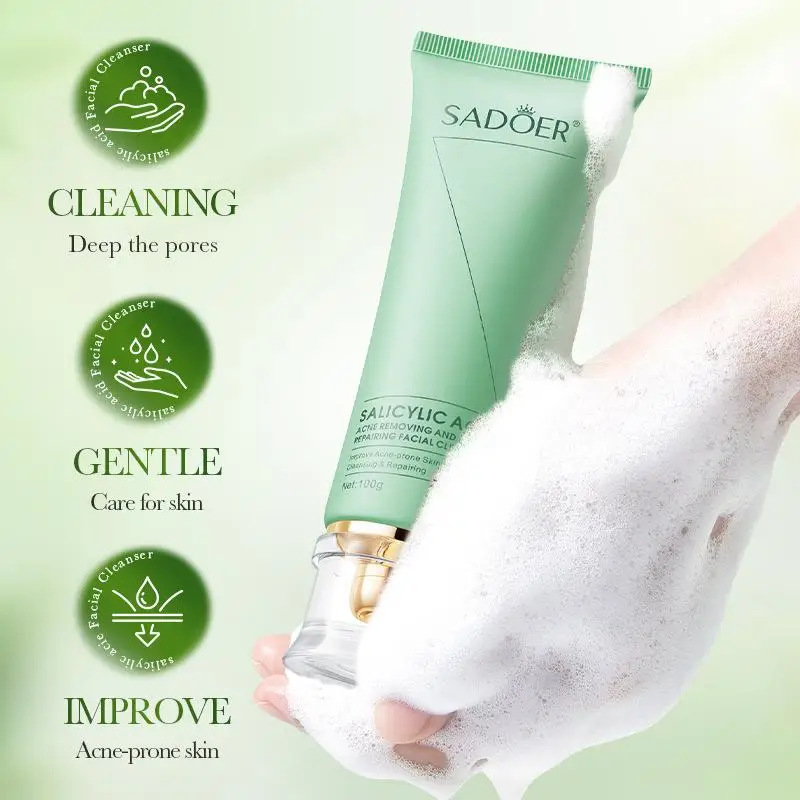 Acne Treatment Salicylic Acid Moisturizing Cleanser Gentle Face Wash Repairing for Sensitive Skin Care