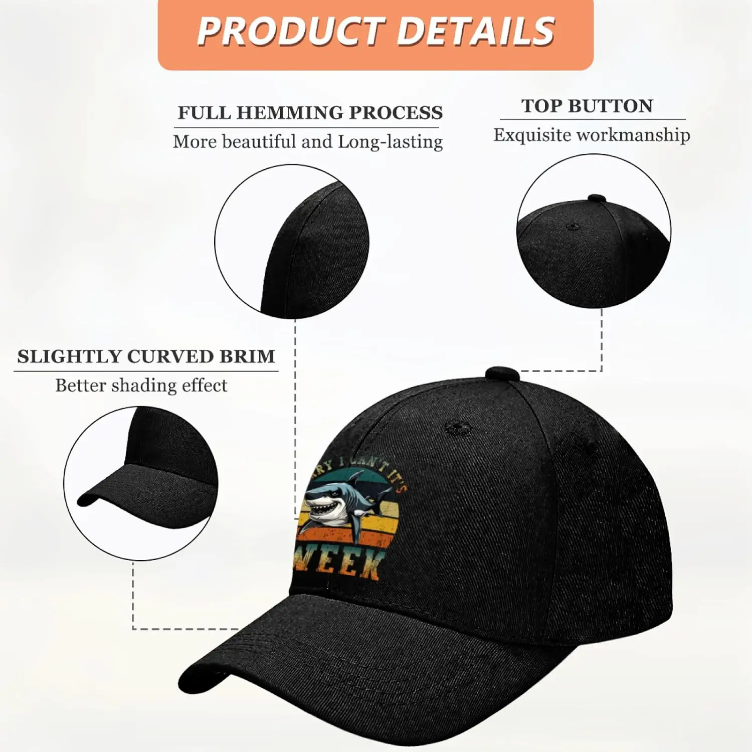 Sorry I Can't It's Week Funny Shark Lover Baseball Caps for Adult