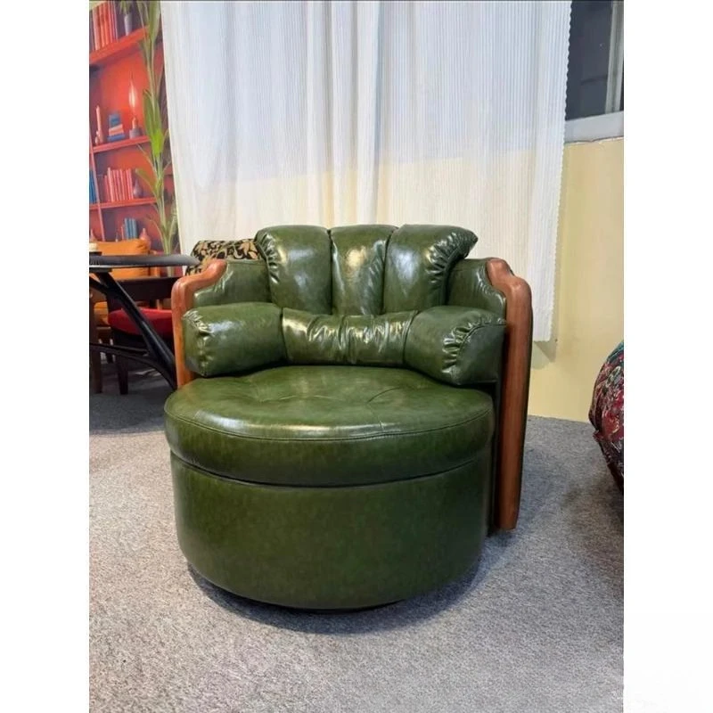 Single leisure godfather chair first layer oil wax leather master seat sofa