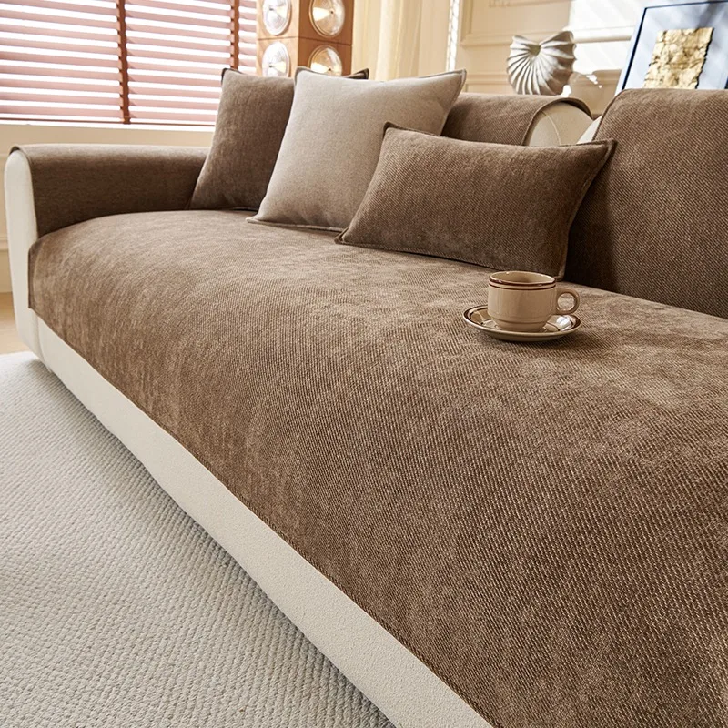 Minimalistische Twill Chenille antislip bankhoes voor alle seizoenen woonkamer meubilair decor bankkussenhoes hoes