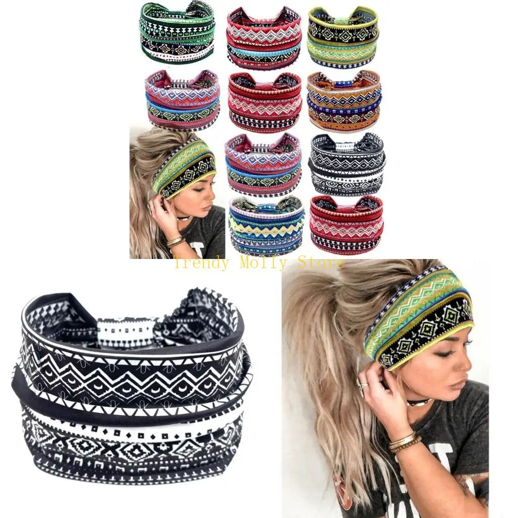 N5KB Fashion Headband Sport Activity Knotted Hairband Elastic Hairband HighAbsorbent Workout Hairband Female Hair Accessories