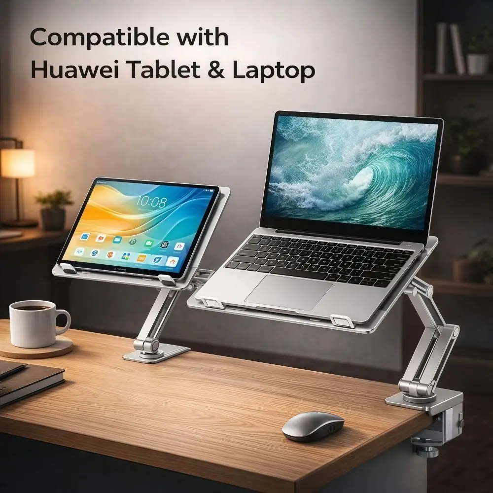 Sturdy 360°Rotatable Laptop Desk Mount Single Arm Foldable Laptop Stand Aluminum Adjustable Tablet Holder For 17