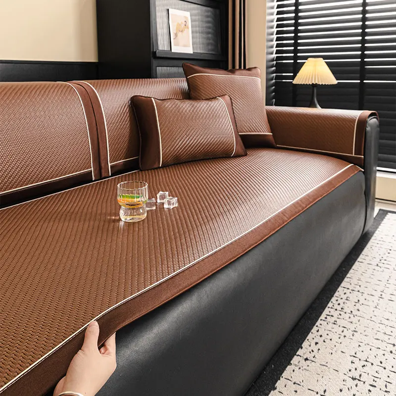 1PC-Summer rattan sofa cushion, suitable for modern minimalist style, breathable and anti-slip