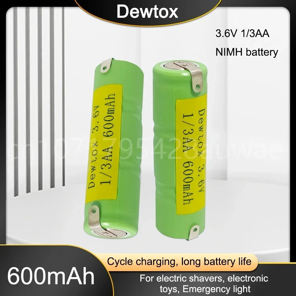 3.6V 1/3AA 600mAh Rechargeable Nickel-metal Hydride Battery Pack for Toy Emergency Light Cordless Telephone Remote Control Car