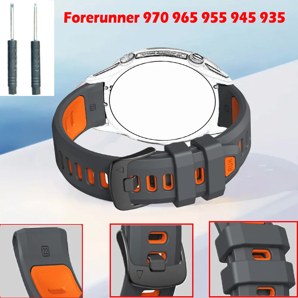 Smart-Uhrenarmband, 22 mm, Silikon-Uhrenarmband für Garmin Foreerner 970 965 955 945 935, sportliches Herren-Uhrenarmband, modisches Zubehör