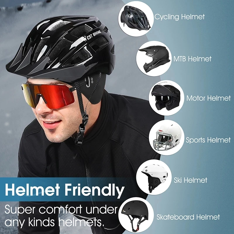 WEST BIKING Winter Skull Caps Windproof Thermal Cycling Helmet Liner Outdoor Sport Hat MTB Bicycle Raiding Motorcycle Headwear