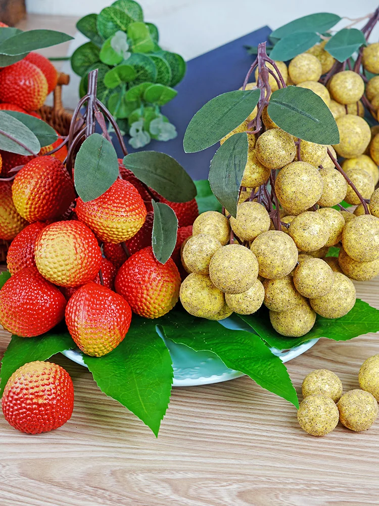 Fake Fruit model, fake lychee, longan, strings, food ornaments, supermarket window decorations