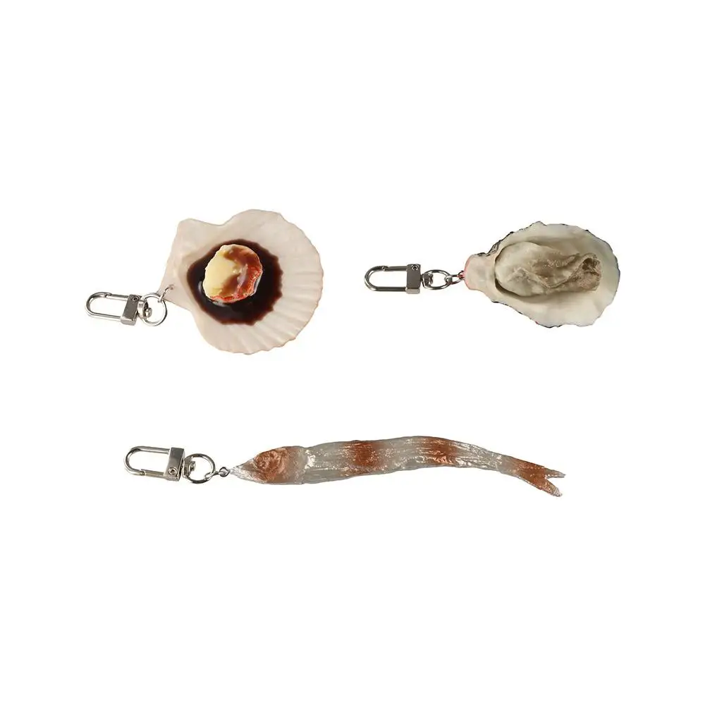 Creative Simulation Food Key Chain Fashion Interest Oyster Scallop Model Key Ring Clam Scallop Model Pendant Cute