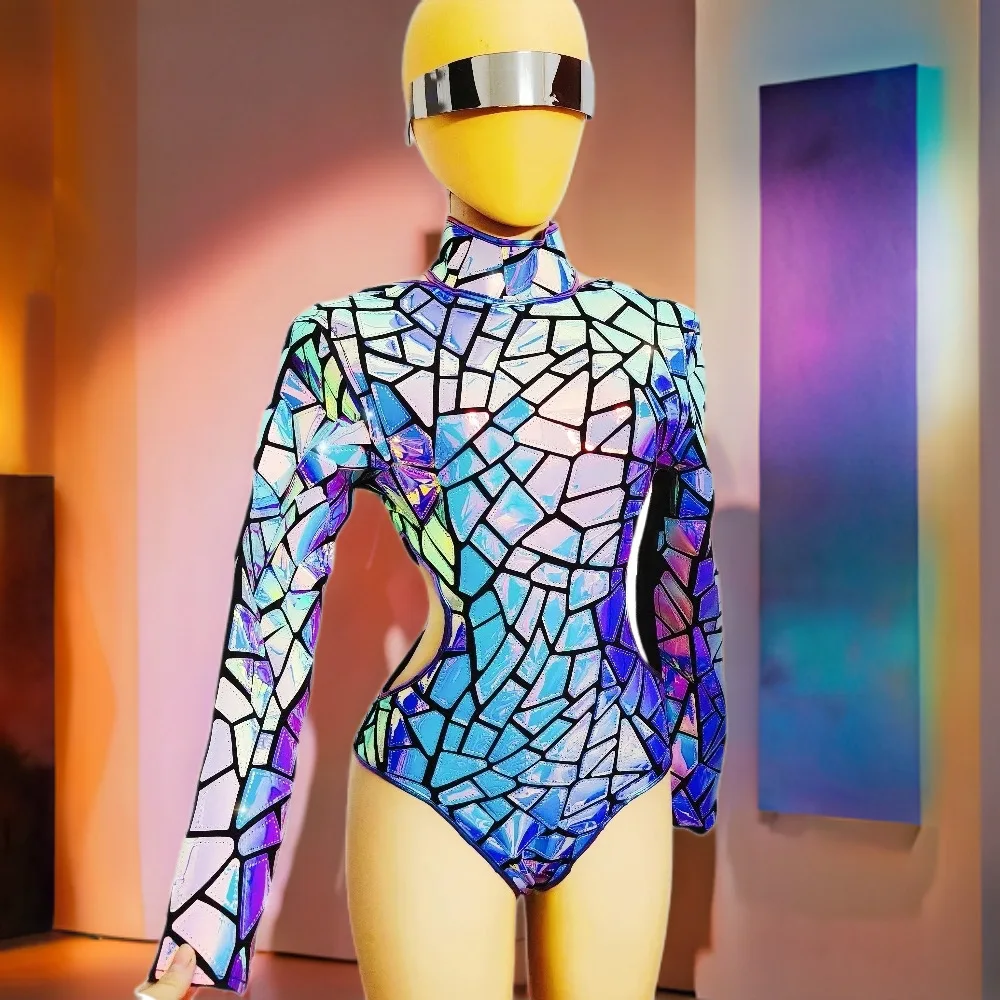 

Ladies Sequins Mirror Jumpsuit Sexy Dynamic Shiny Costume Dancing Show Performance Leotard Stage Performance Wear