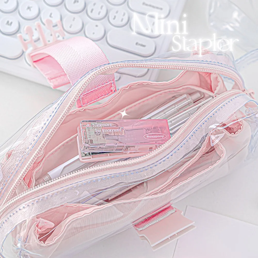 Bookbinding Tool Transparent Mini Stapler Lightweight Clamp Stapler Gradient Stapler Portable Creative Mini Stapler Simplicity