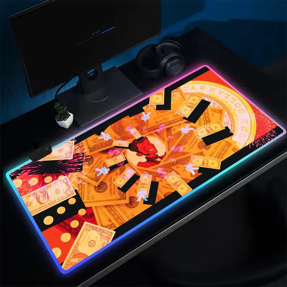 

Игровой коврик для мыши Lupin III, игровой коврик для мыши в стиле аниме, светодиодные настольные коврики с подсветкой, резиновые настольные коврики XXL RGB