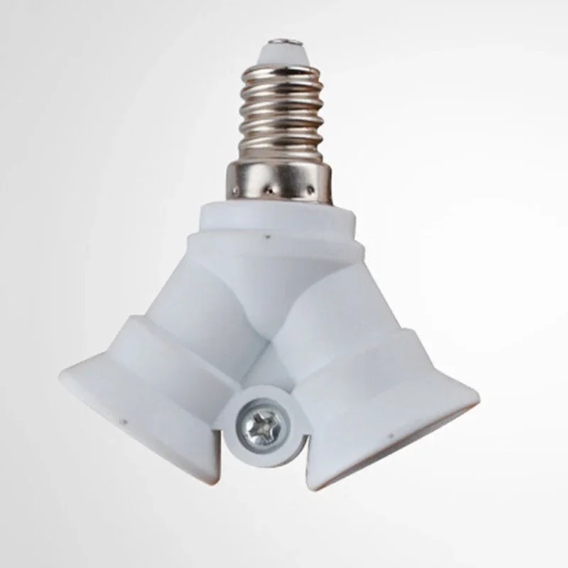 White Lighting Accessories Attachment Adjustable Base Socket Lamp holder Ceiling PBT E14 Light Bulb Splitter 2in1