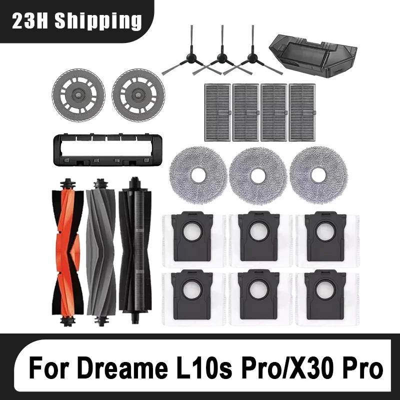 Dreame L10s Pro Ultra Heat، X30 Ultra، X30 Pro ملحقات استبدال المكنسة الكهربائية مرشح الفرشاة الجانبية الرئيسية