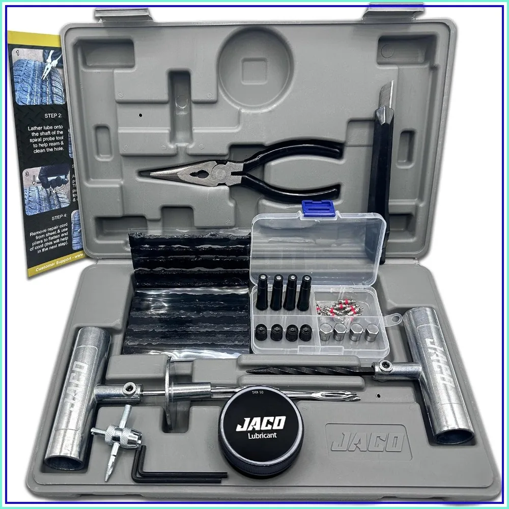 50-Piece Heavy Duty Tire Repair Kit - Universal Plug Kit for Car, Truck, Motorcycle, Trailer, ATV/UTV