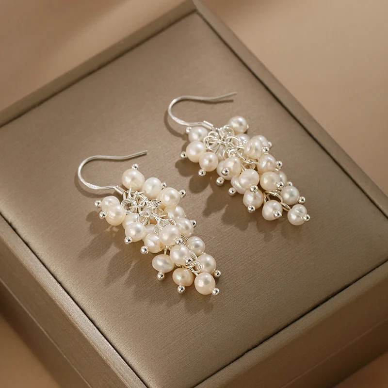 1 Pair Natural Pearl Earrings Women's Fashion Design Wedding Accessories