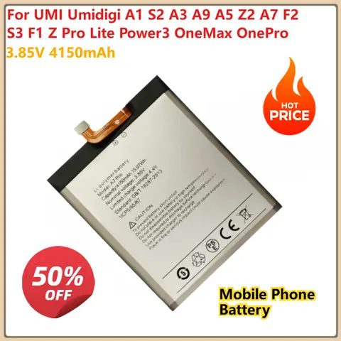 For UMI Umidigi A1 S2 A3 A9 A5 Z2 A7 F2 S3 F1 Z Pro Lite Power3 OneMax OnePro Replacement Mobile Phone Battery 3.85V 4150mAh