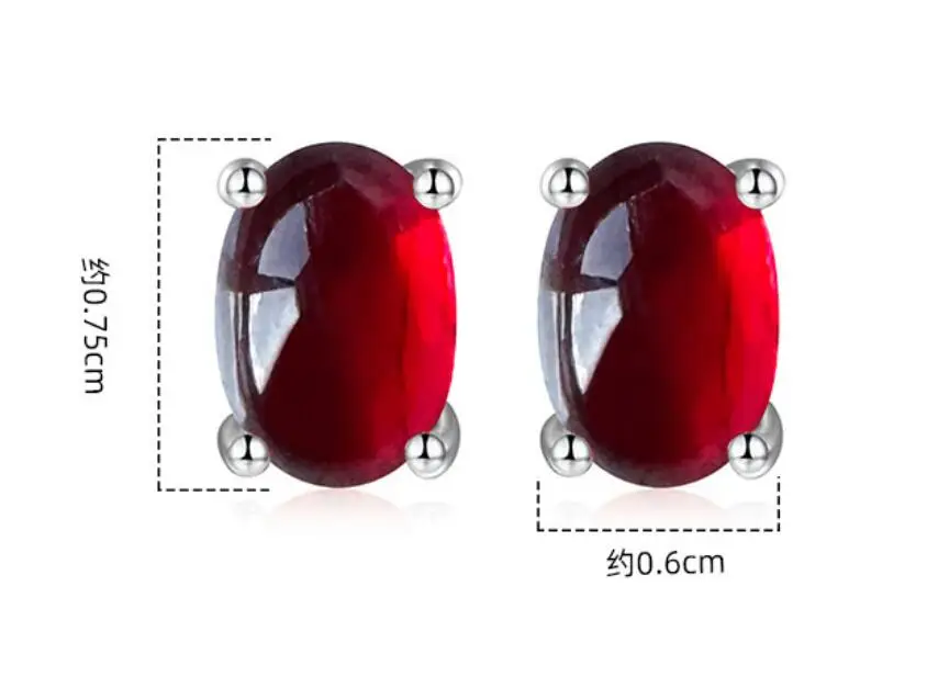 البيضاوي قطع الأحمر مكون روبي العقيق الطبيعي 925 حلَق من الفضّة الاسترليني للنساء بيان الموضة مجوهرات أقراط الأحجار الكريمة