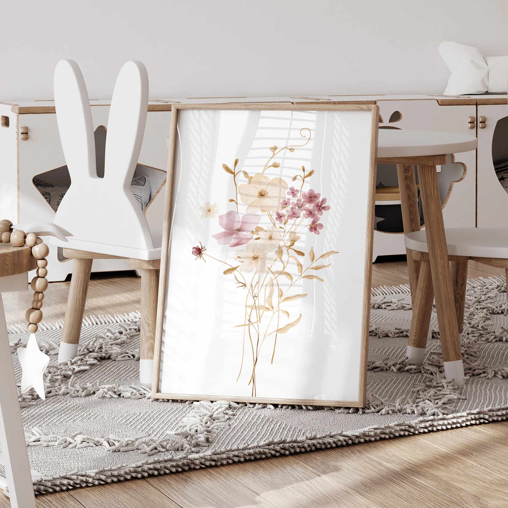 3pcs Personalized Custom Name Cartoon Flower Wall Art Print Picture Canvas Poster Painting For Living Room Home Decor