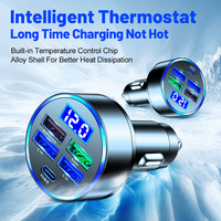 Car Charger 5 Ports Fast Charge PD QC30 USB C 250W LED Car Phone Charger Type C Adapter for Iphone Samsung Huawei Xiaomi