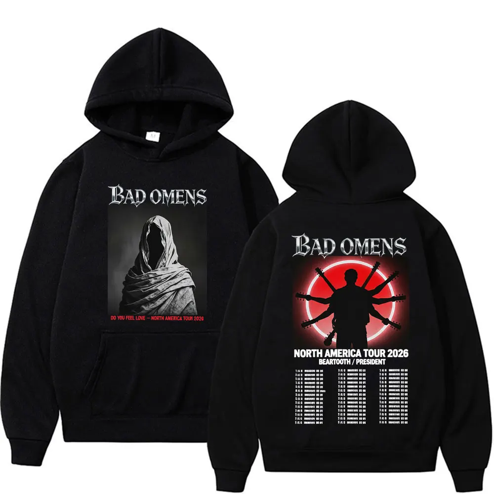 

Свитшот Bad Omens Band Do You Feel Love 2026 Tour, концертные худи в стиле альтернативного металкора, мужские готические пуловеры в стиле хип-хоп