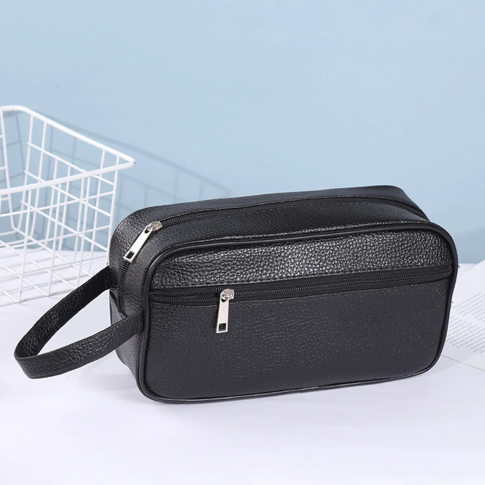 Black Unisex Business Trip Toiletry Bag Waterproof Travel Supplies Storage Portable Makeup Bath Bag