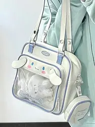 2024 nuova borsa a tracolla Cinnamoroll Sanrio Kawaii Kuromi Cartoon borsa a tracolla in Pvc trasparente borsa laterale donna Tote Bag regalo per ragazze