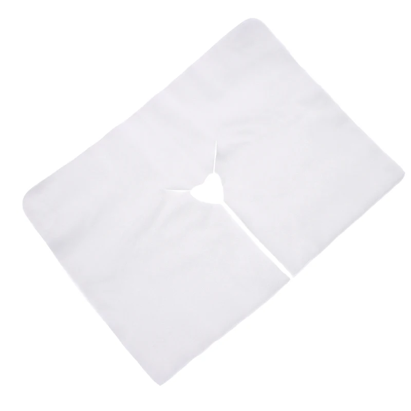 10pcs Headrest Covers Fitted Disposable Massage Face Hole Towel Pillow Covers White Color U-Shaped Pillowcase Elastic Non-Woven