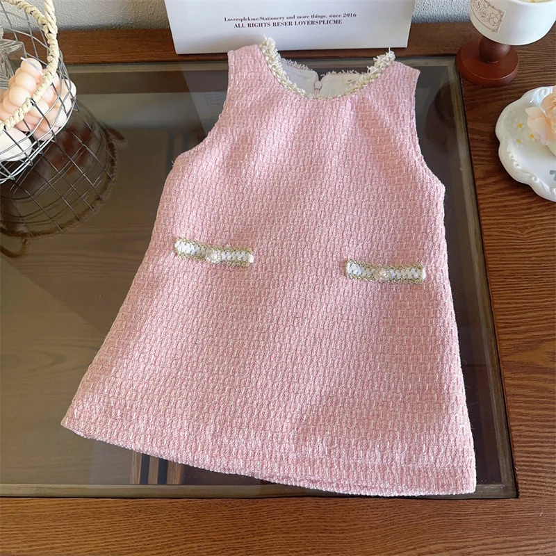 

2025Girls' Vest Dress Winter New Fashionable Elegant Socialite Sleeveless Dress Trendy
