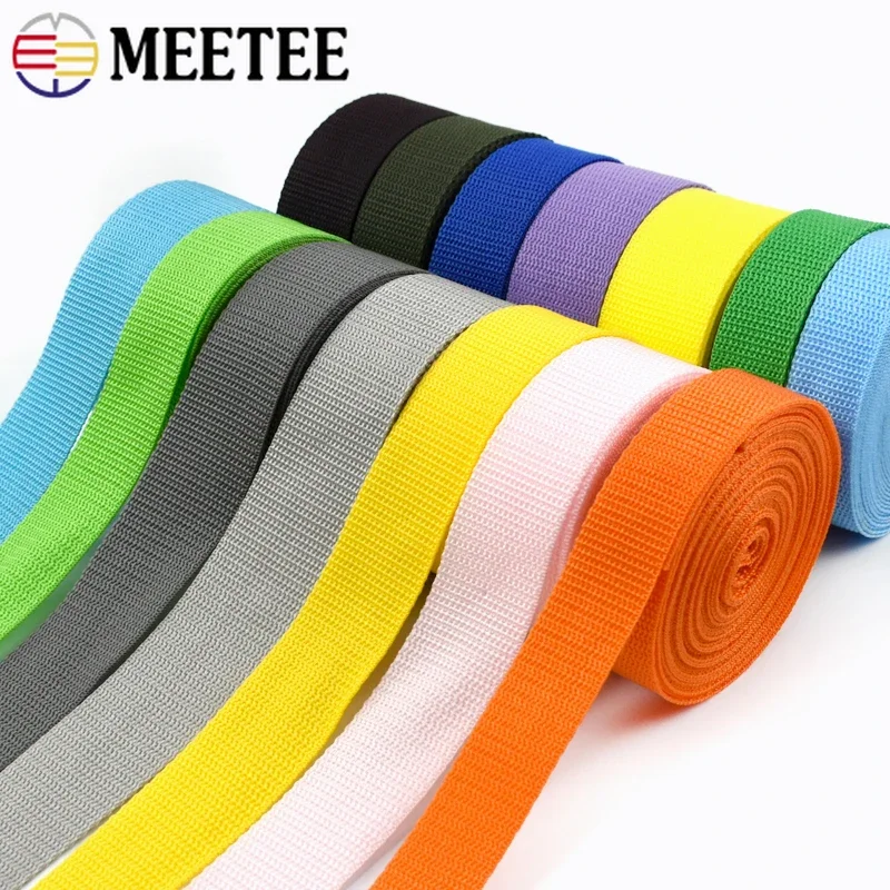 20M Meetee Webbing 20-50mm Polypropylene Tape for Strap 1.1mm Thick Nylon Ribbon Band Safety Belt Sewing Bias Sling Accessories