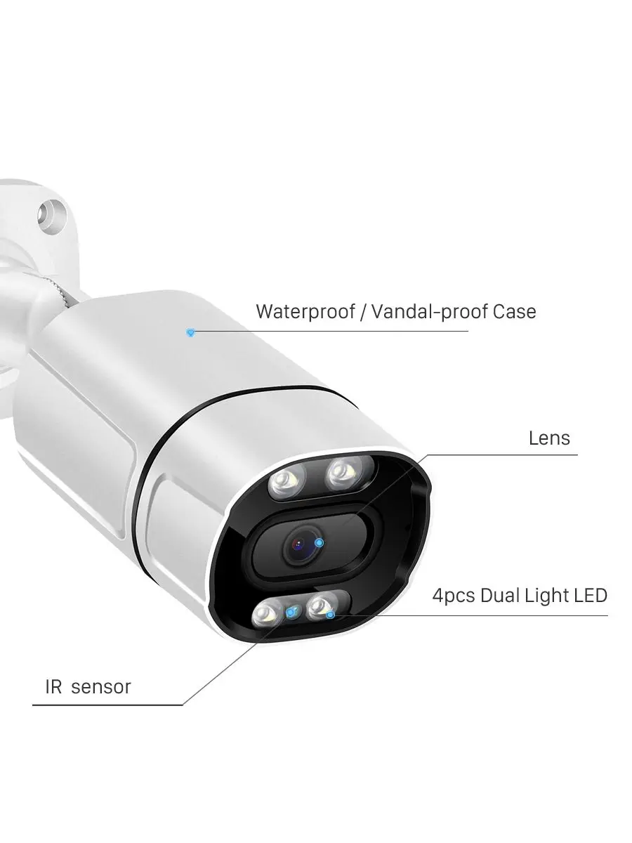 Acarte Outdoor POE IP Camera 4k 8mp HD Infrared Night Vision IP Security Bullet Camera