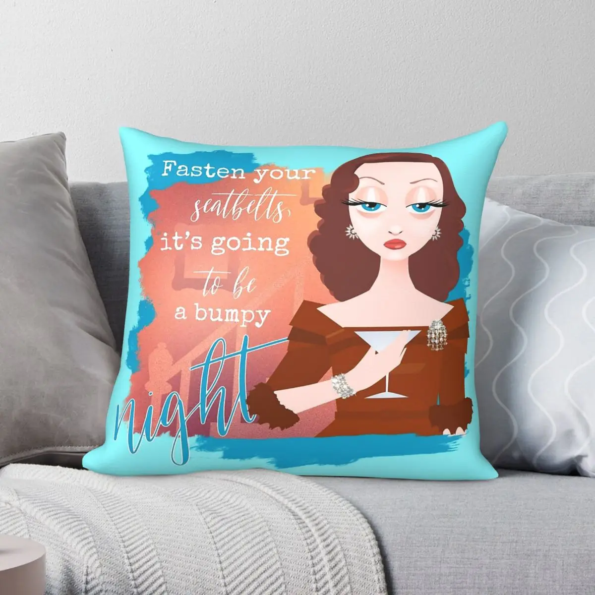 All About Eve Film Fasten Your Seatbelt Pillowcase Polyester Linen Velvet Creative Decorative Throw Pillow Home Cushion Cover