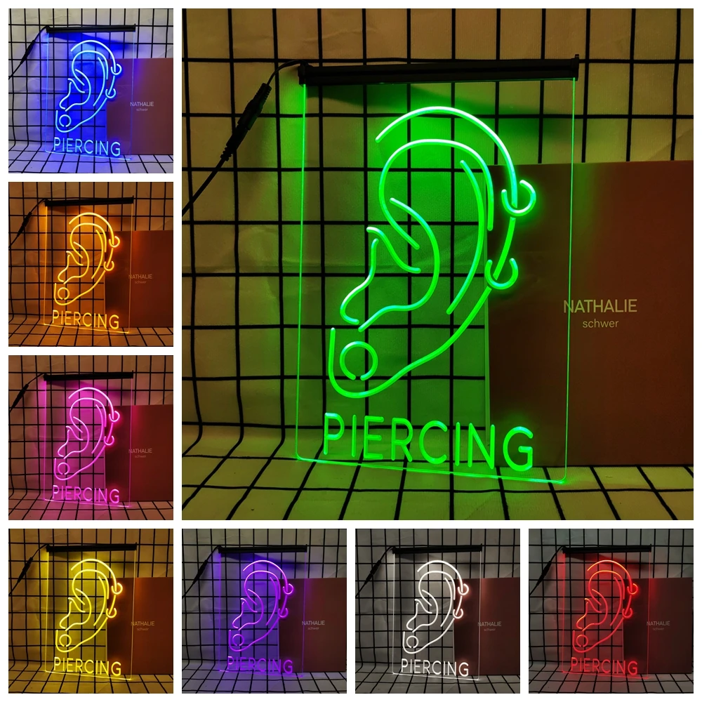 Piercing Beauty Shop-Retro LED Neon Sign Home Decor with Vintage Plaques and Posters for Room Office Farmhouse