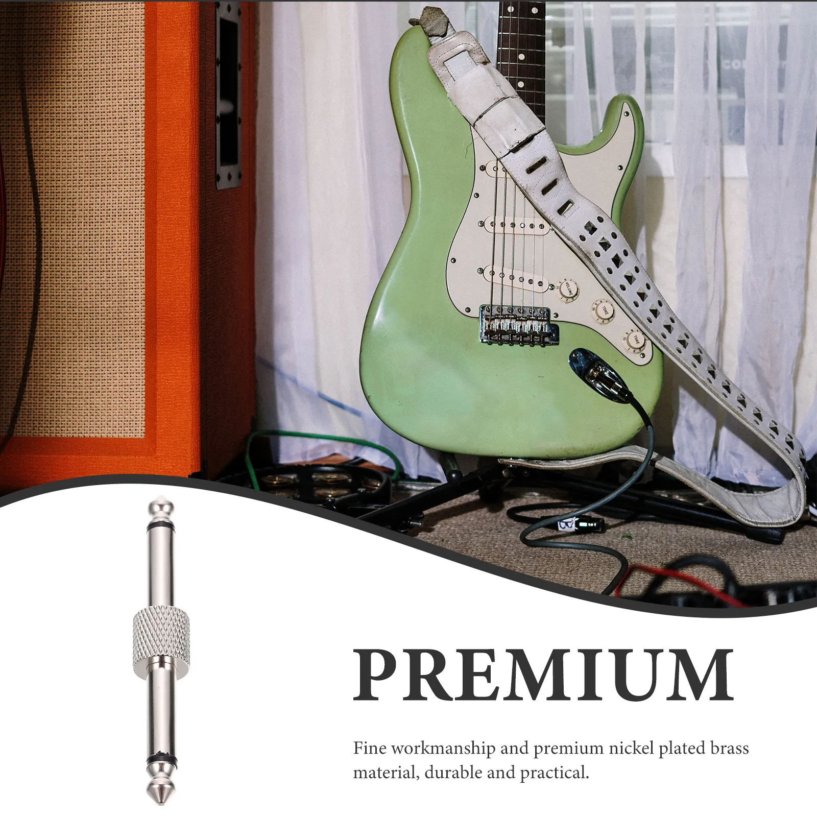 

3pcs Audio Connector For Guitar Effect Pedals Premium Nickel Plated Brass Durable Straight-Through Noise Reduction Adapter Pedal