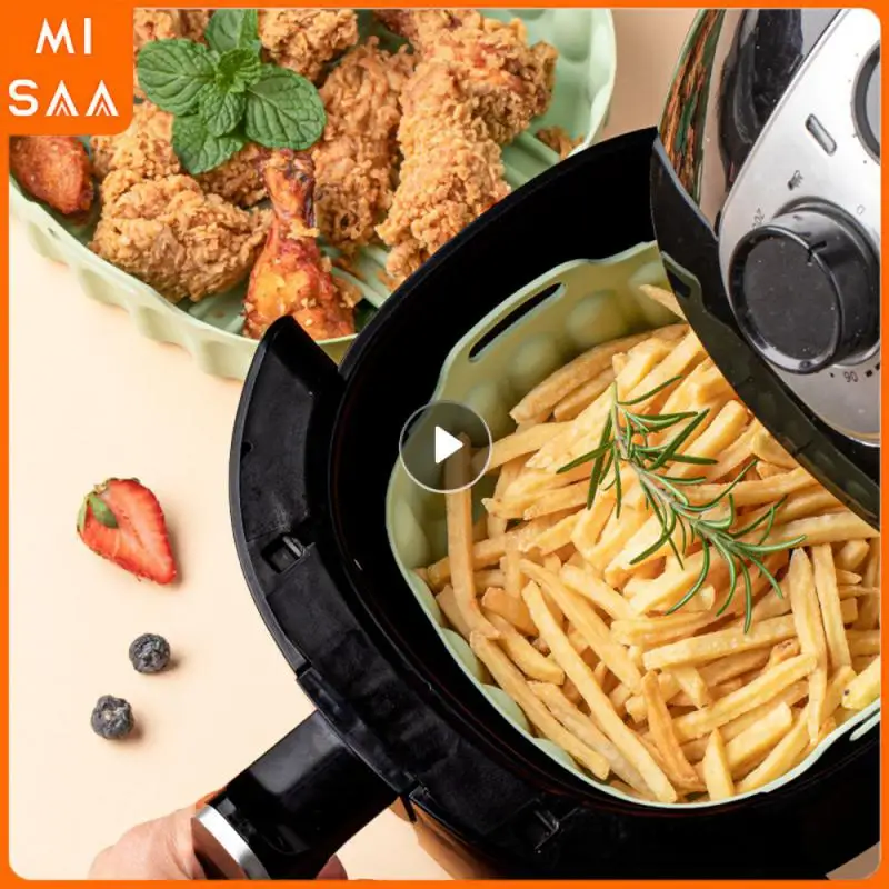 Reusable Air Tray Prevent Spilling Leakage Food Grade Pot Round Kitchen Gadgets Reusable Airfryer Pan Stronger Stability