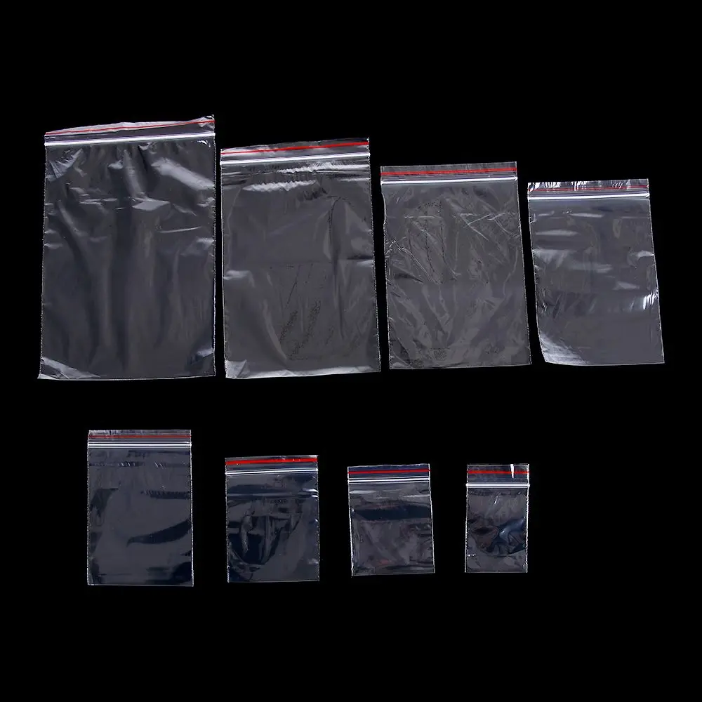 100 pcs/pack Home Mini Storage Packaging Jewelry Zip Bags Plastic Poly Clear PE Pouch