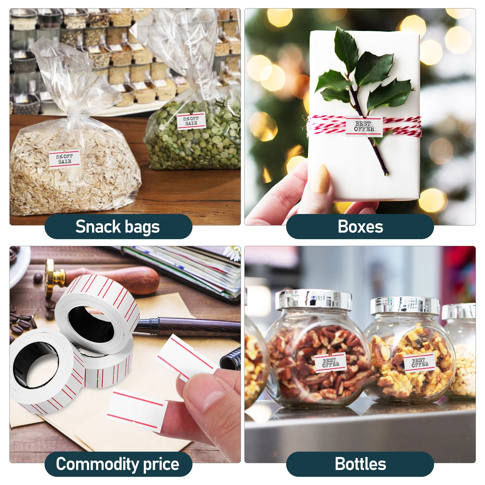 

10 Rolls Rectangle Price Stickers Self Adhesive Paper for Retail Jewelry Tags Clear Visible Compatible with