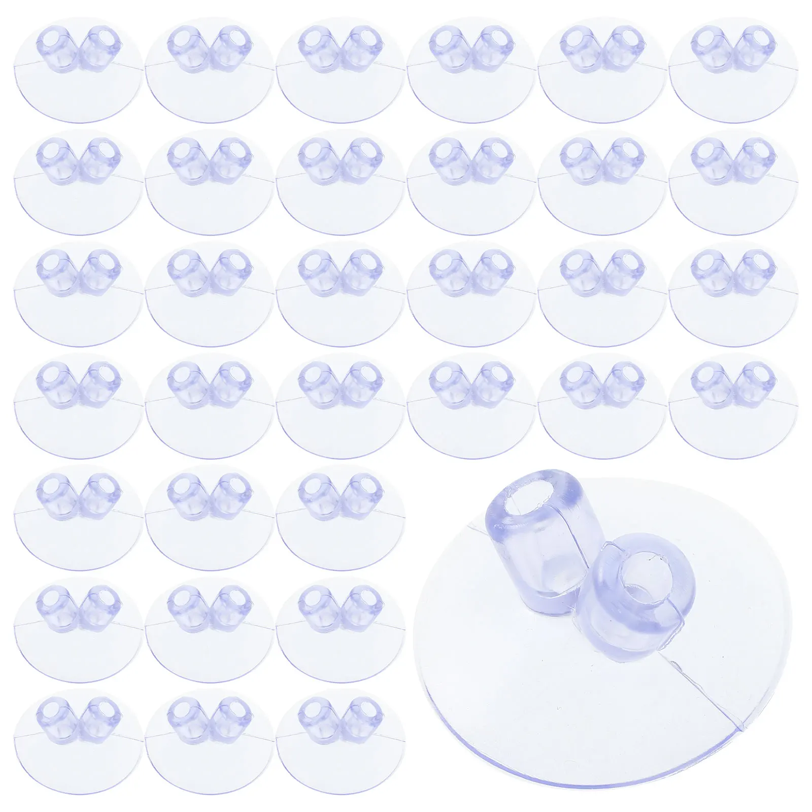 100 Pcs 35mm Transparent Suction Cups Double Hole Flagpole Holder Strong Grip Glass Desk Office Libraries Storage