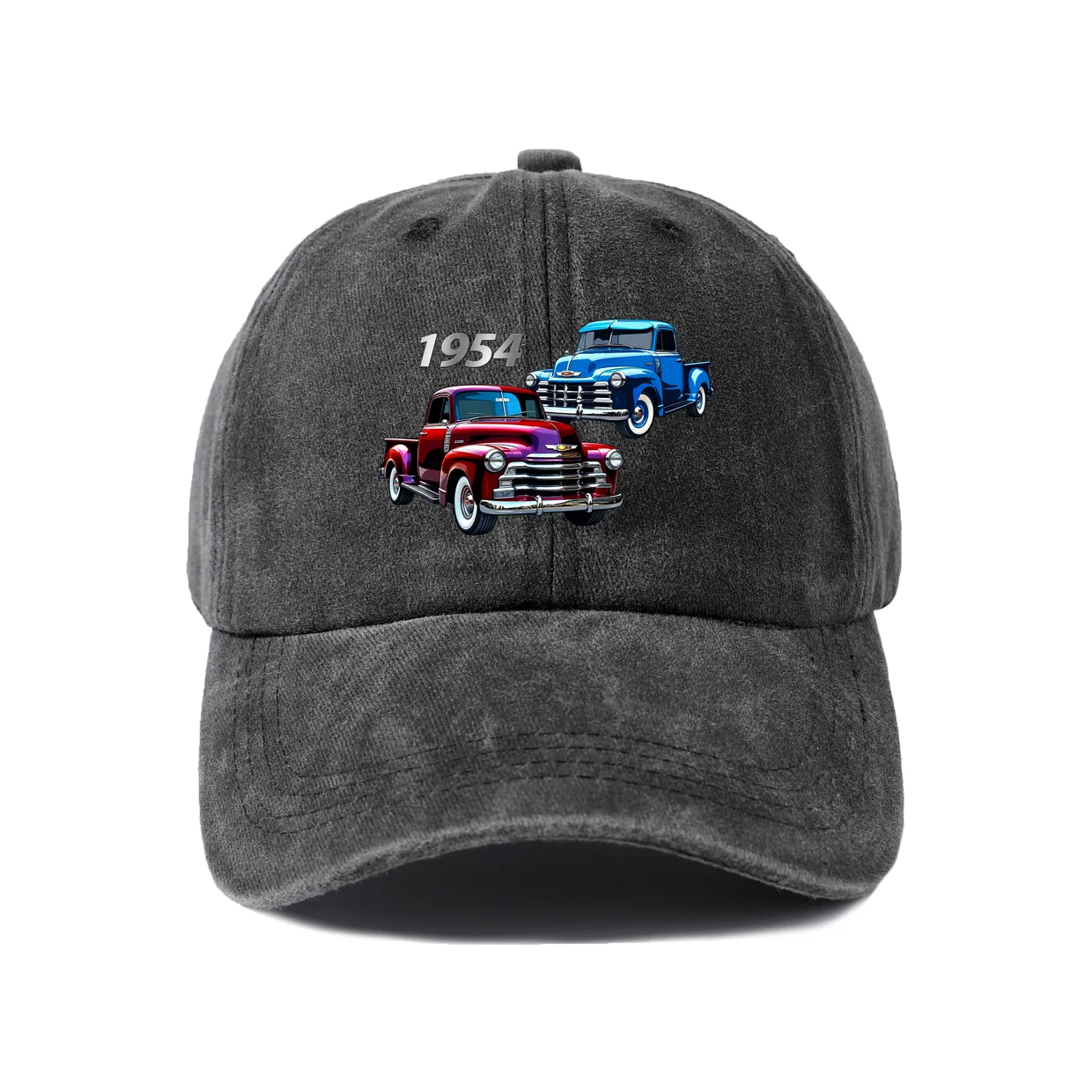 1954 Classic Pickup Trucks Graphic Baseball Cap, Vintage Washed Adjustable Unisex Dad Hat, Casual Gift