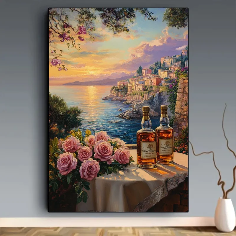 quebra-cabeca-de-500-1000-1200-2000-pecas-por-do-sol-flor-de-beira-mar-e-vinho-–-ideal-para-iniciantes-lazer-e-entretenimento-decoracao-de-parede-para-casa