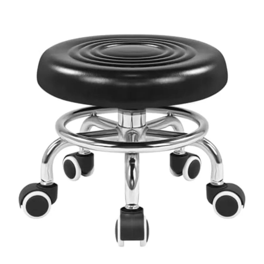 

Roller Seat PU Leather Rolling Stools with Wheels Nail Stool for Home Work Office Shop Step Stool