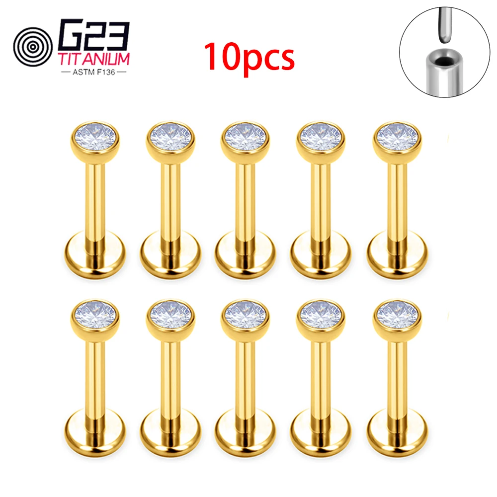 G23 Titanium Threadless Earrings, 10/50Pcs Set