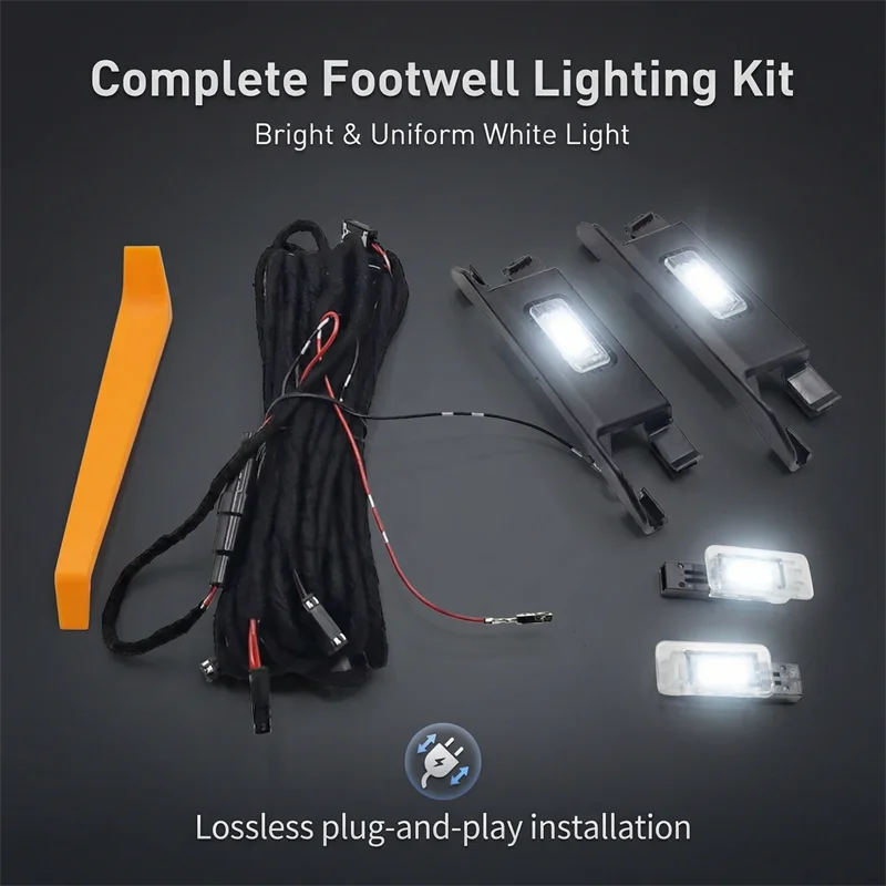 4-teiliges LED-Fußraumbeleuchtungsset mit Kabel, Innenraum-Fußlampe für VW T-ROC Jetta Polo T-Cross Enyaq ID4 ID3 Tayron Talagon – Detail 7