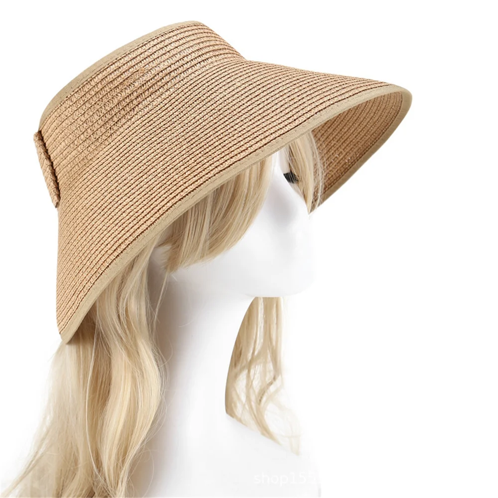 Women Summer Visors Hat Foldable Casual Sun Hat Wide Large Brim Beach Travel Straw Hat Chapeau Femme Beach Uv Protection Caps