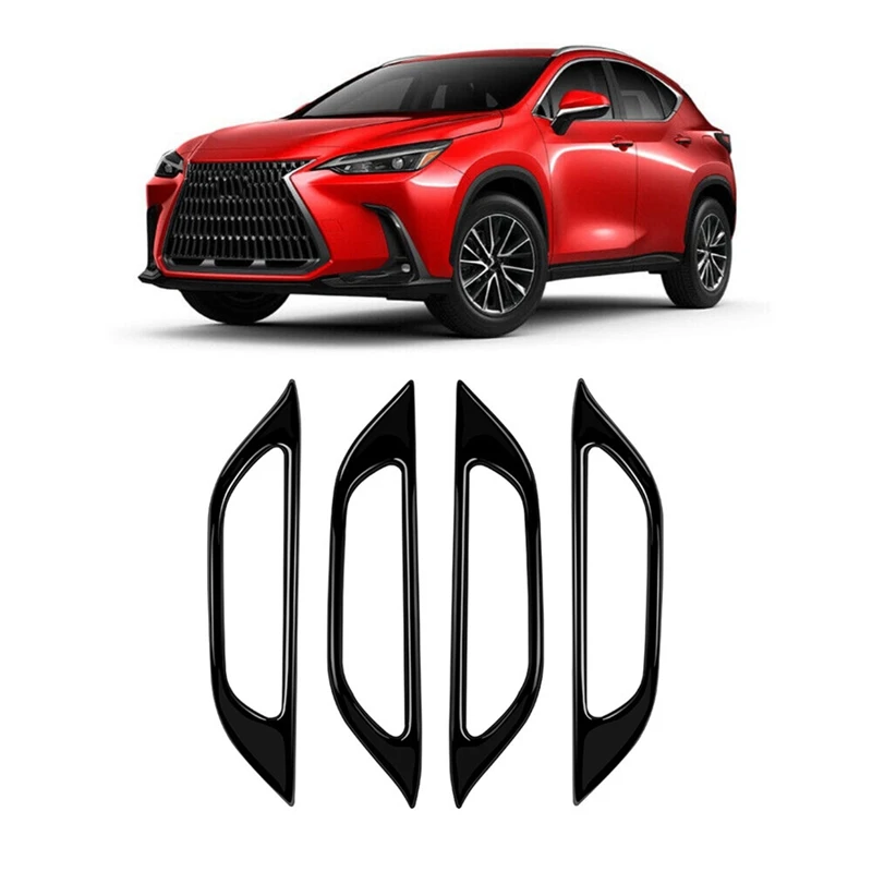 RHD Car Inner Door Handle Decoration Cover Sticker Trim Decoration ABS Dustproof For LEXUS NX260 NX350H 2022 2023 (Bright Black)