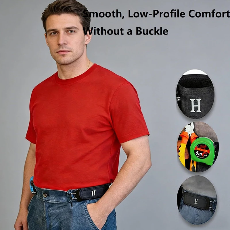 Unsichtbarer Gürtelverschluss ohne Schnalle für Männer und Frauen, Outdoor-Arbeit, EDC, Unisex, elastischer Gürtel ohne Schnalle, verstellbarer Metallhaken – Detail 10