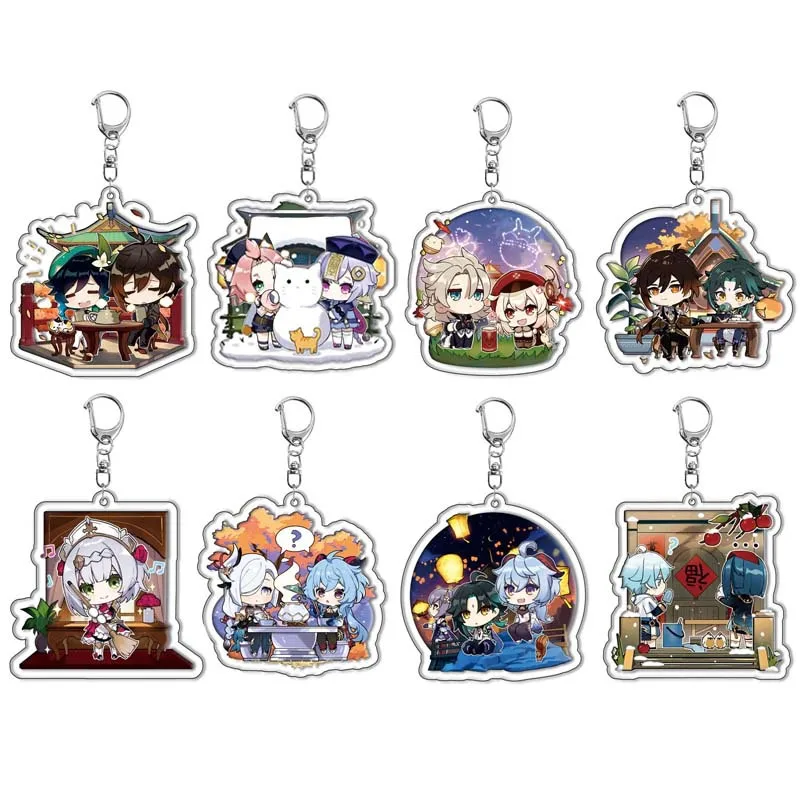 Game Yuan Shen Cartoon Cute Acrylic Keychain Decoration Backpack Fun Texture Jewelry Accessories Fan Gifts Collection New Year