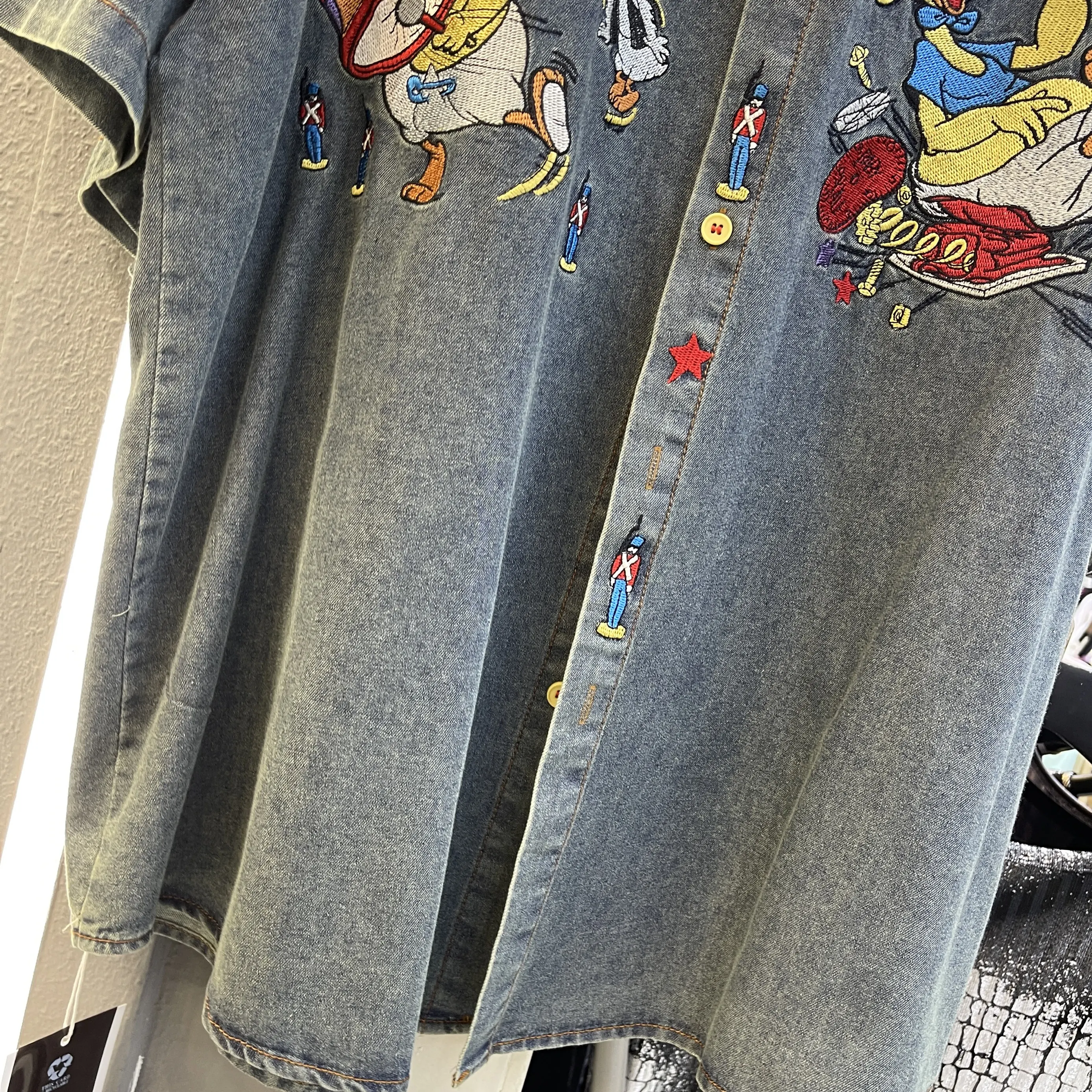 Color Matching Heavy Industry Cartoon Pattern Shirt Women's 2025 Early Spring Fashion Loose and Versatile Letter Splicing Shirt